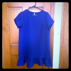 Short Sleeve Ruffle Hem Tunic Dress